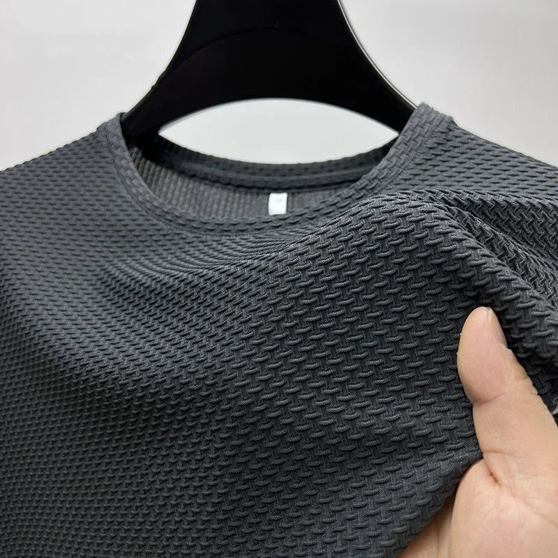 Sommer Eis Seide High-End einfarbig hochwertige Kurzarm T-Shirts Herren atmungsaktive Mode T-Shirt männliche Marke Kleidung 4xl
