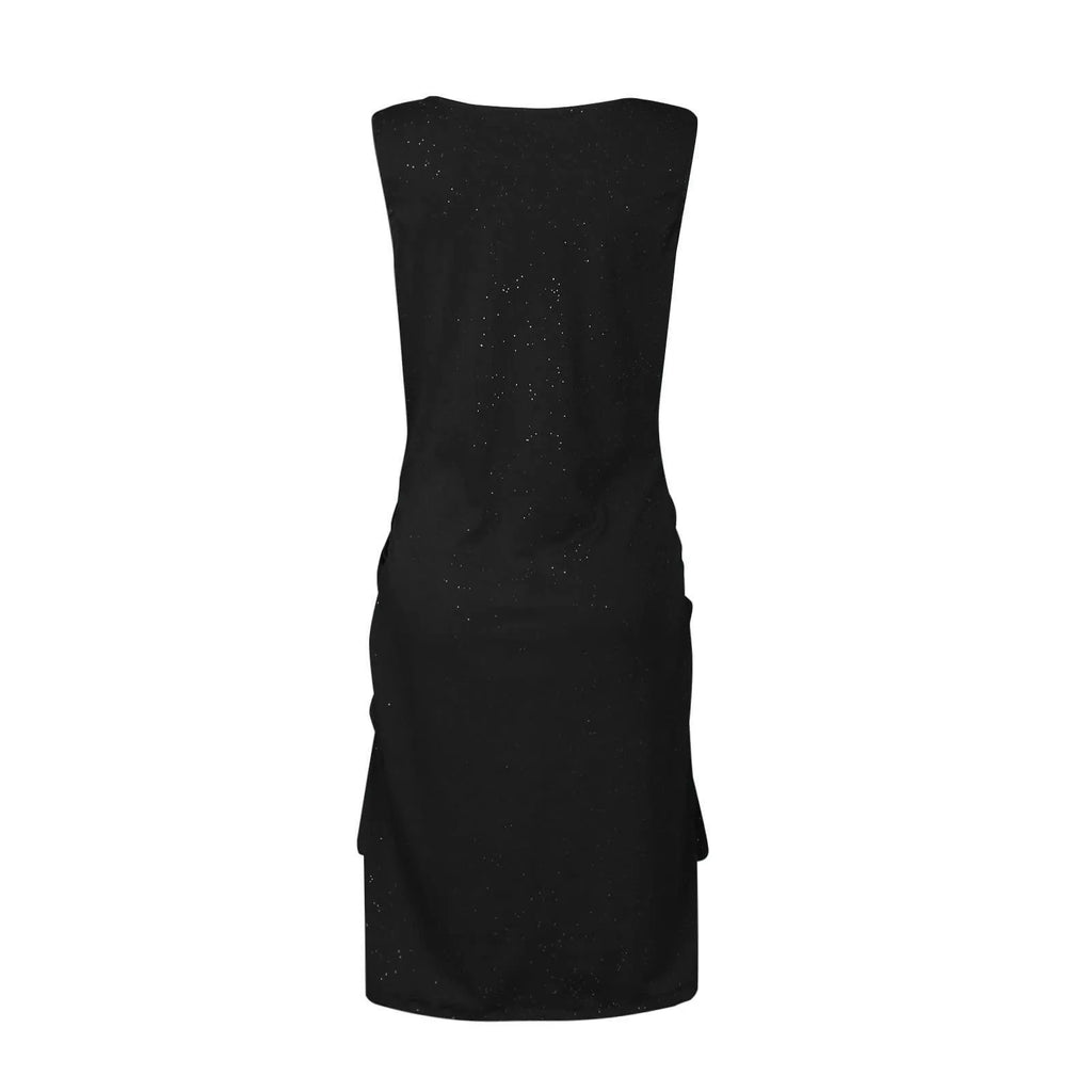 Kleider im Ausverkauf im Ausverkauf Sommer Bronzing Splice ärmelloses Kleid V-Ausschnitt Party Club Party Kleider weiblich schick weiblich