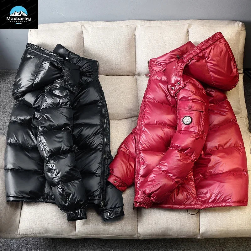 2024 Winter Neue Herren Puffer Jacke Mode Dicke Männer Frauen Ente Unten Jacke Im Freien Warme Casual Mäntel Feste Kapuze Mäntel