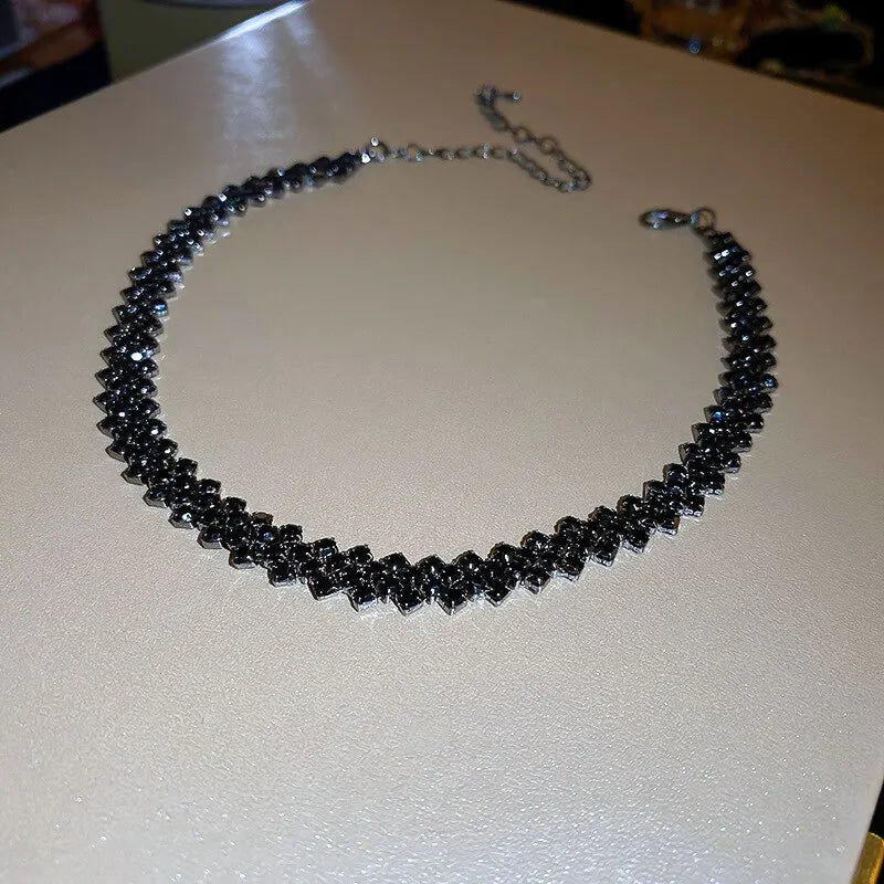 Luxuriöse glänzende voller Strass-Halskette für Frauen, personalisierte geometrische Kristall-Halsketten, Hochzeitsschmuck, Party-Geschenke