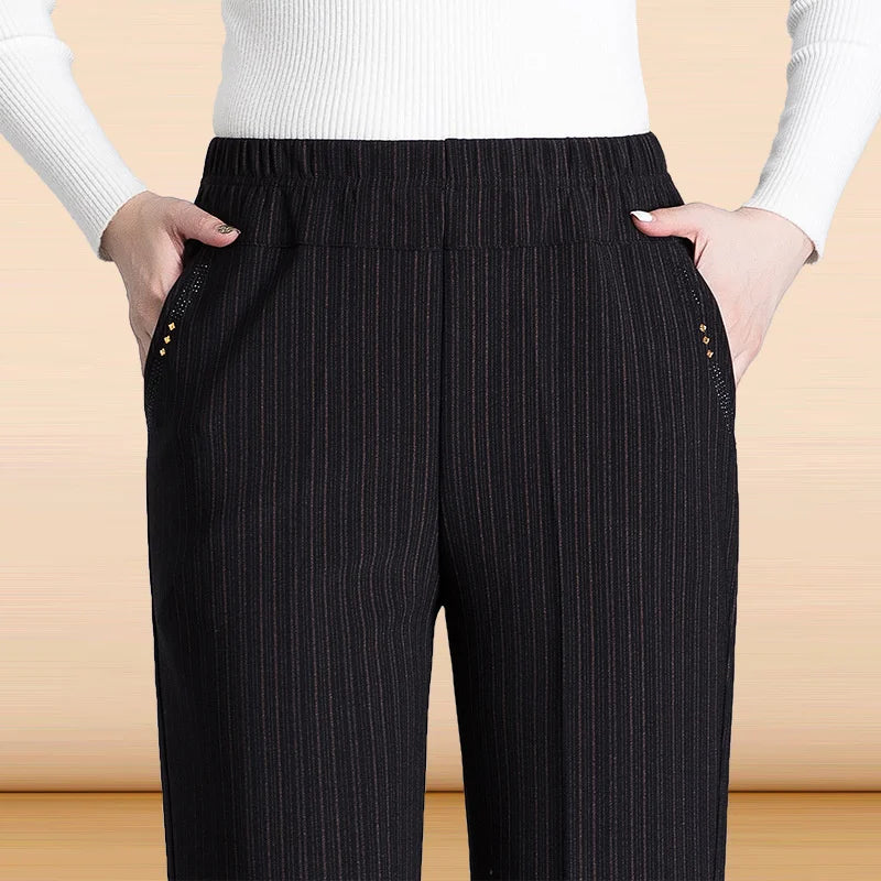 Autumn Winter Women Pants New Elastic High Waist Straight Pants Middle Elderly Mom Casual Pants Oversize XL- 9XL Female Trousers
