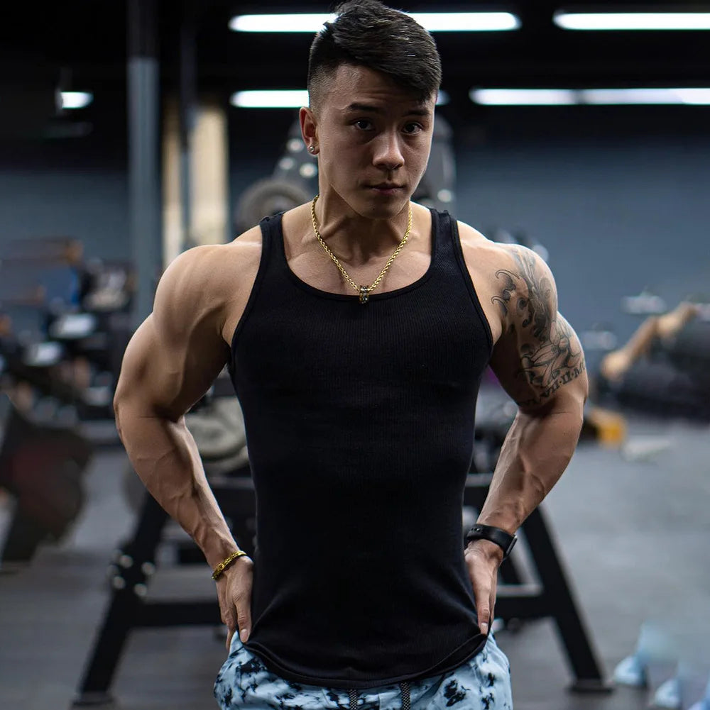 Männer Tank Top T-shirt Singlet Gym Workout Fitness Ärmelloses Shirt Muskel Bodybuilding Atmungsaktive Untertaille