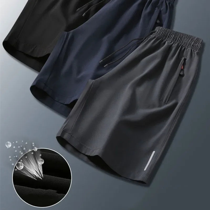 Sommer Herren Shorts Eisseide Laufshorts Gym Sport Shorts Schnelltrocknend Atmungsaktiv Strand Kurze Hose Fitness Jogging Coole Lässige Sportbekleidung