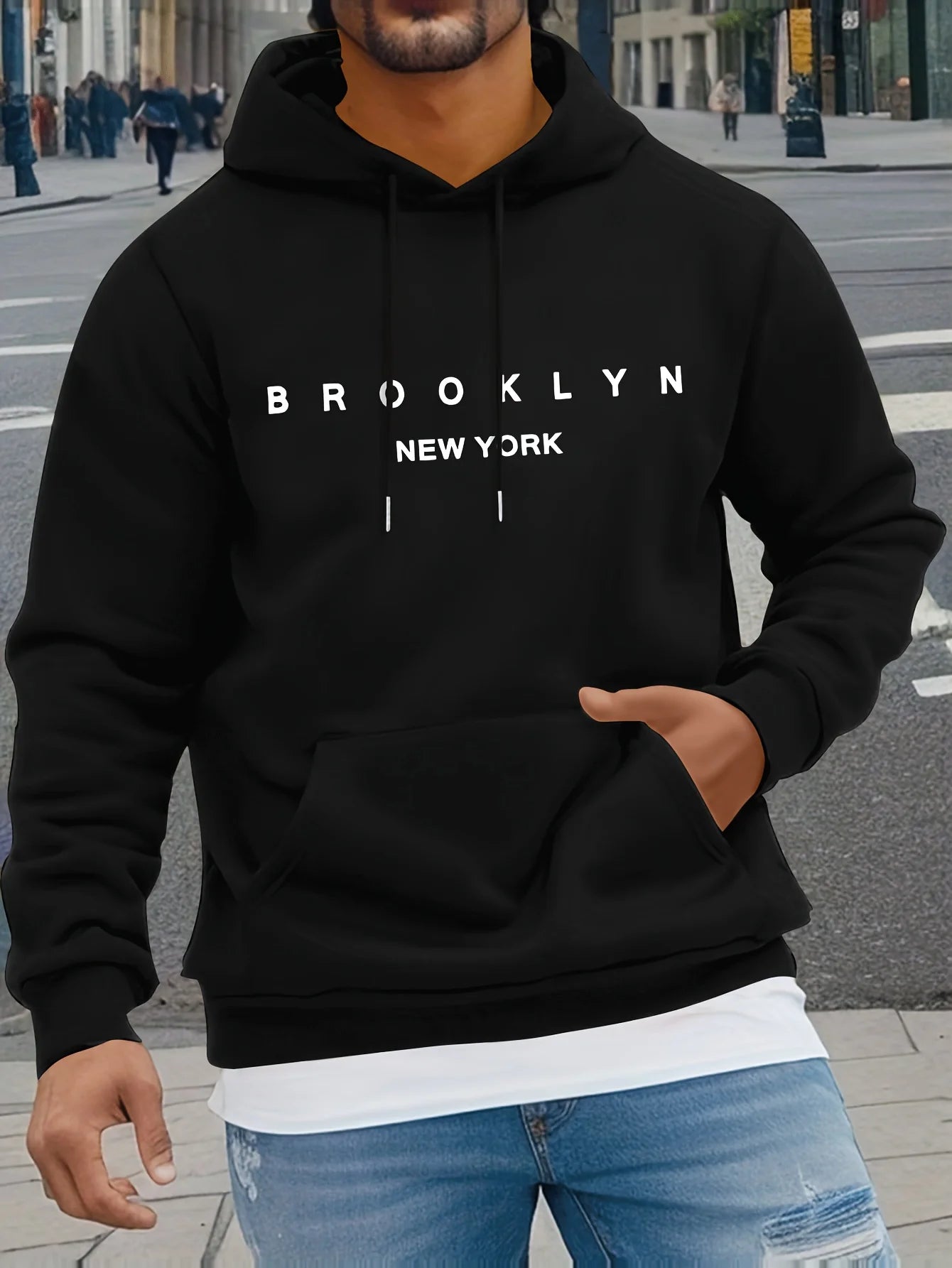 BROOKLYN NEW YORK Klassischer Briefdruck Herren Damen Kapuzenpullover Herbst Winter Outdoor Urlaub Fitness Lässiges warmes Sweatshirt