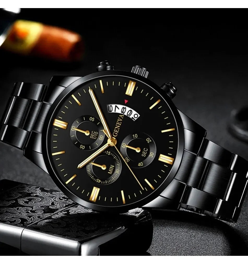 Mode Männer Edelstahl Uhr Luxus Kalender Quarz Armbanduhr Herren Business Uhren für Mann Uhr Montre Homme