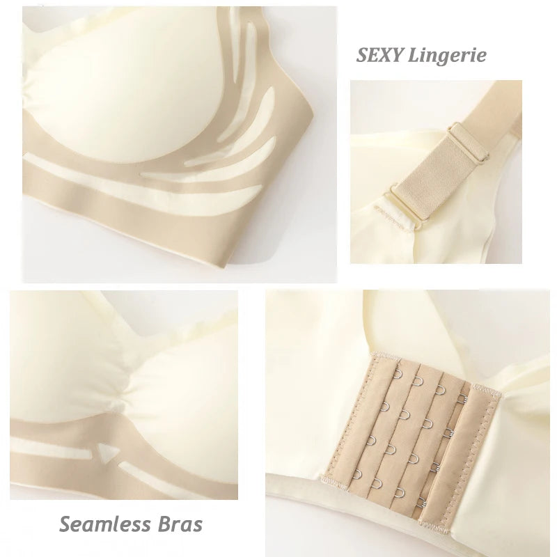 Plus Size Super Gather Push Up Bras Women Soft Support Seamless Underwear Female Full Cup Lift-Up Bras No Steel Sleepwear