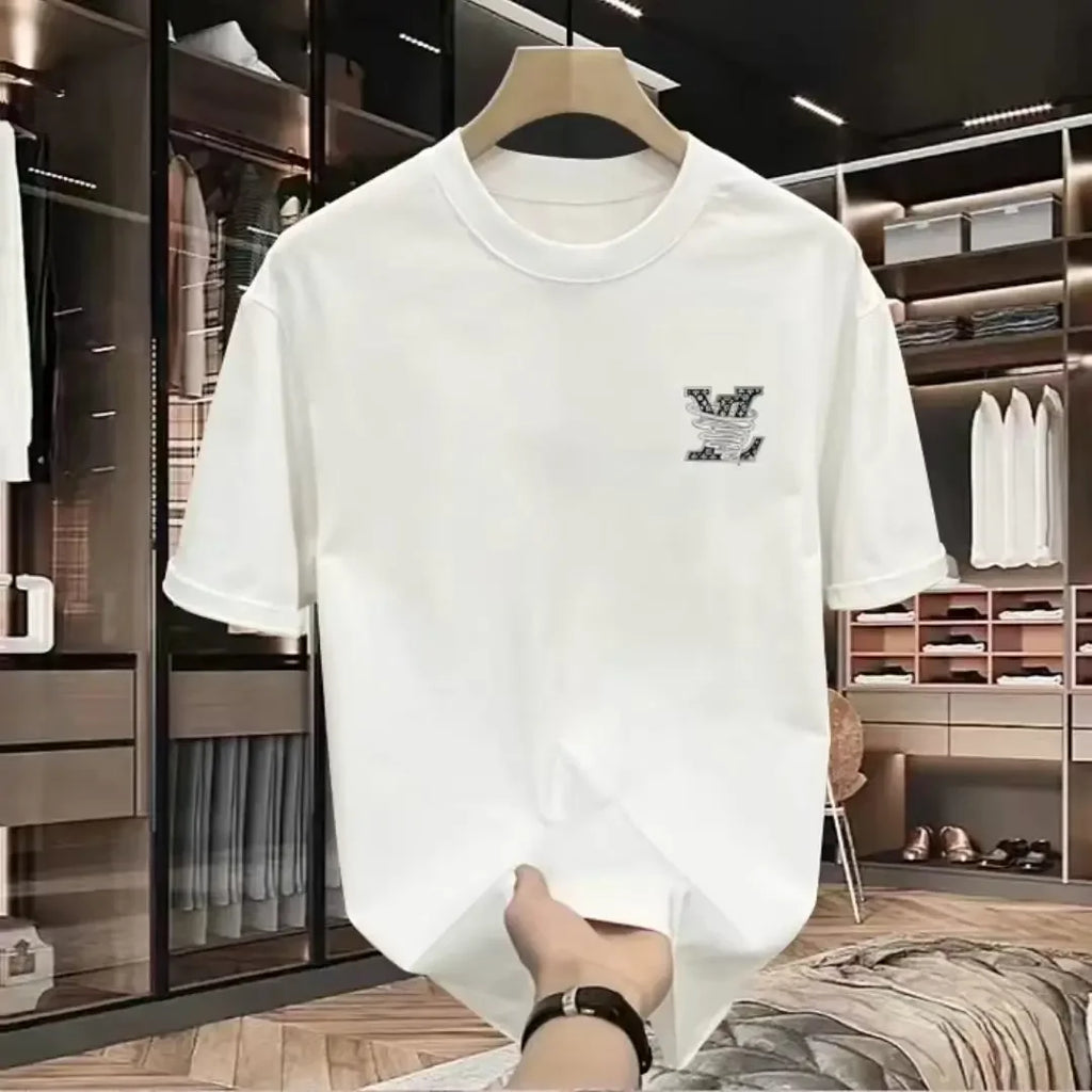 100% reine Baumwolle Herren Luxus-Marken Buchstaben-Print T-Shirt, Kurzarm-T-Shirt, Hochwertige Herrenkleidung, Streetwear