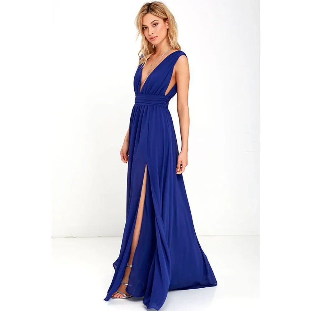 Sexy rückenfreies Maxi-Sommerkleid für Damen, Netzstoff, lang, figurbetont, rot, Weihnachts-Partykleid, Brautjungfern-Abendkleider