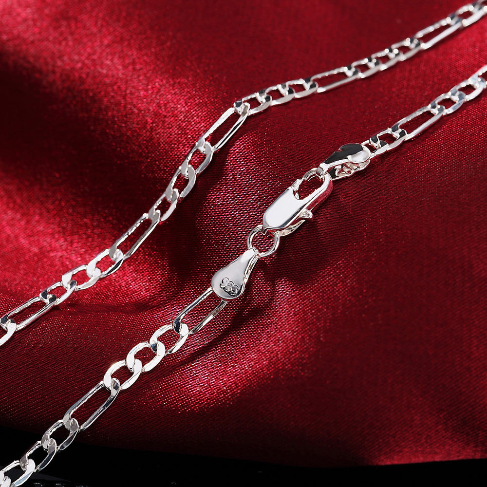 Edle Neu Kommen 925 Silber 4 MM Kette für Männer Frauen Armband Halskette Schmuck-Set Dame Weihnachten Geschenke Charms hochzeit