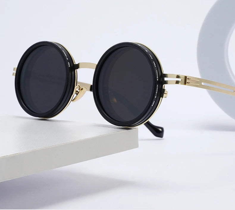 Neue Einstellbare 1-9 Sonnenbrille Punk Polarisierte Sonnenbrille Männer Frauen Runde ND Filter Linsen Retro Angeln Brillen Shades