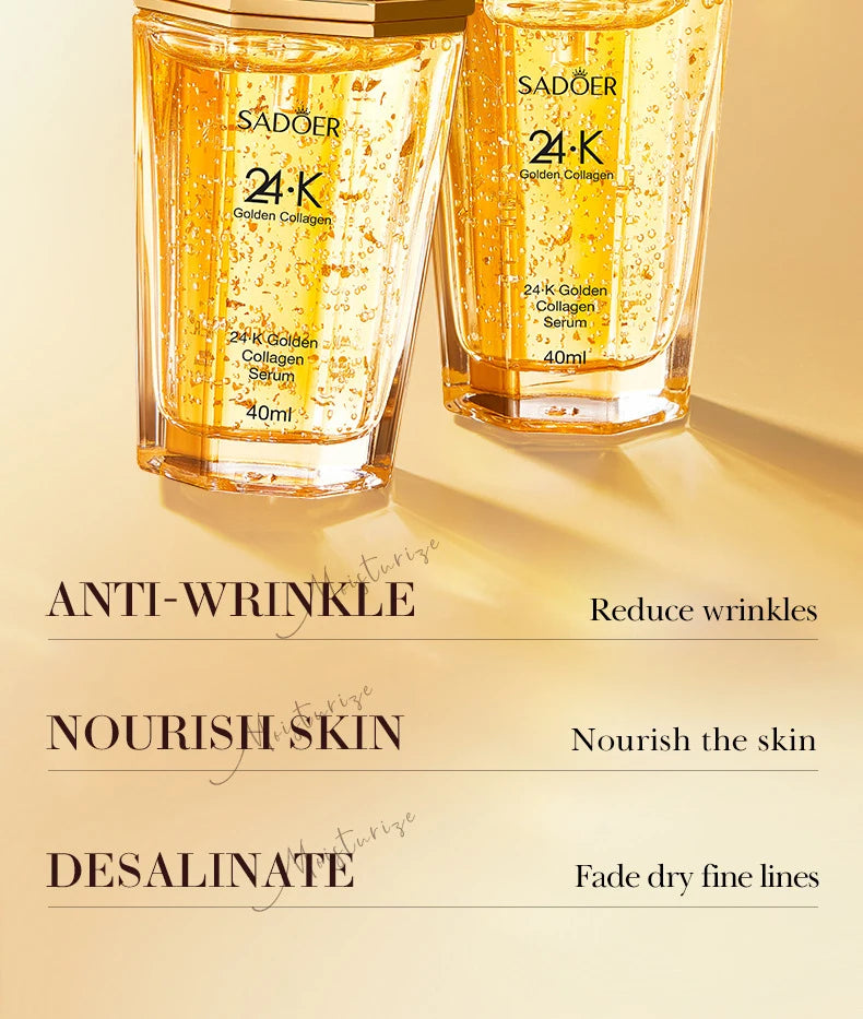 SADOER 24K Golden Collagen Serum für das Gesicht, feuchtigkeitsspendend, Anti-Falten, feuchtigkeitsspendend, Anti-Aging, Gesichtsessenz, Hautpflegeprodukte