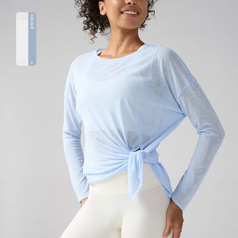 Gym Sport Tops Workout T-shirts Frauen Yoga Kleidung Laufen Lose Schlank Schnell Trocknend Training Langarm Bluse Fitness Tops 👚