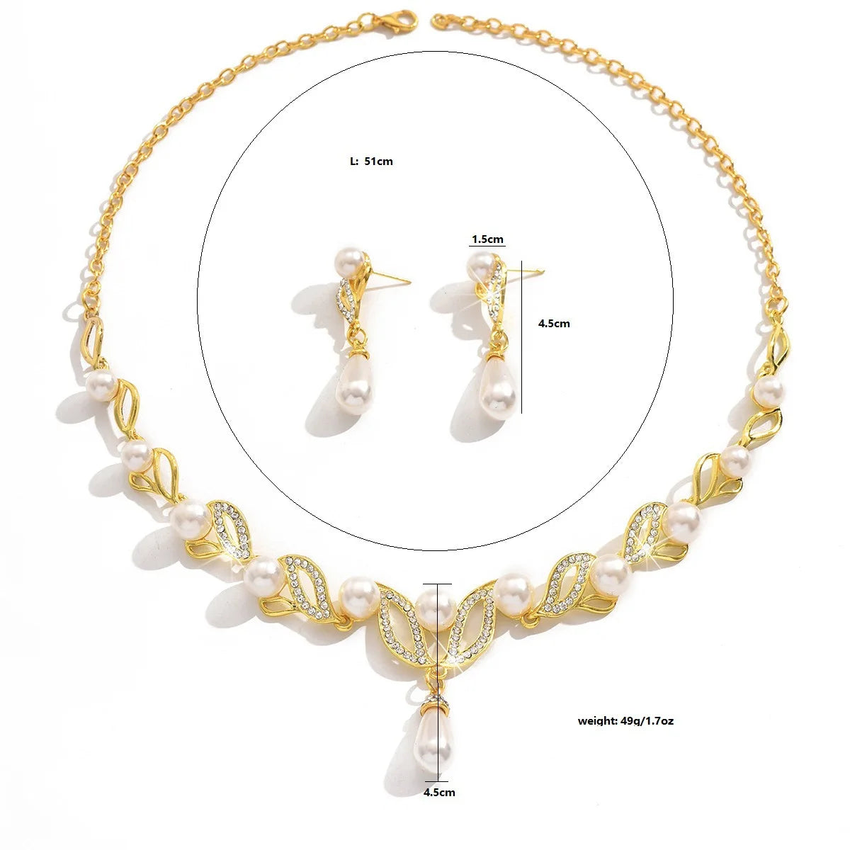 Modisches Damen-Design, Halskette mit Kunstperlen, Ohrringen, Schmuckset, geeignet für Hochzeiten, Versammlungen, Feiertage, Geschenke