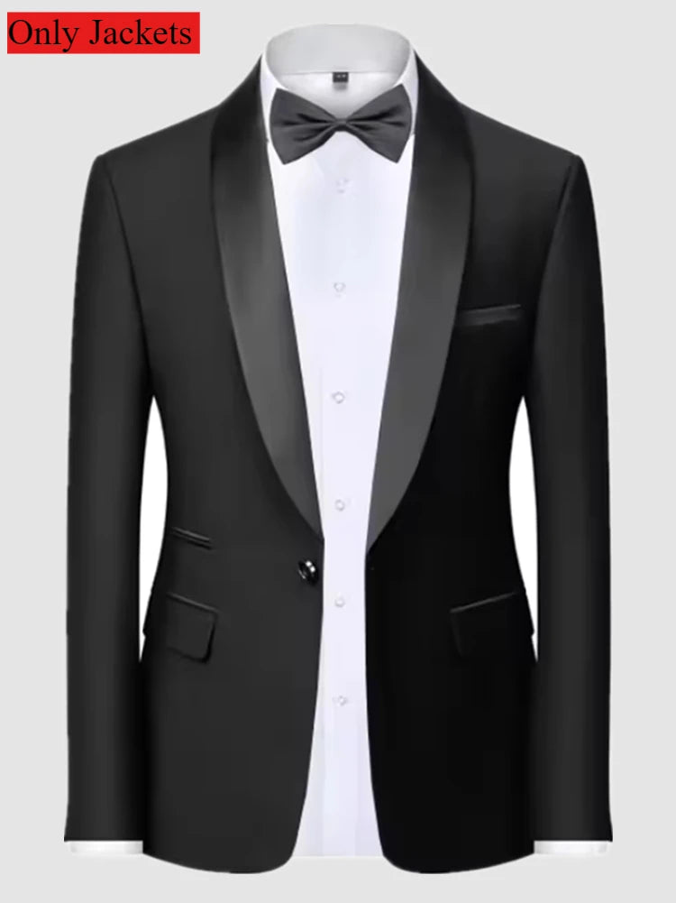 Formelles Anzugset für Herren, Business-Casual, Slim-Fit-Smoking für Hochzeit, langärmliges Revers mit Kerbe, Bräutigam