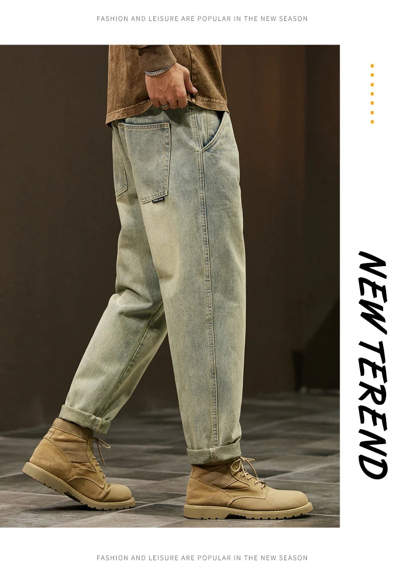 Männer 95% Baumwolle Jeans Hohe Qualität Lose Harem Hosen Mode Baggy Casual Outdoor Arbeit Denim Hosen Marke männer Kleidung