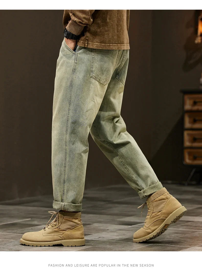Männer 95% Baumwolle Jeans Hohe Qualität Lose Harem Hosen Mode Baggy Casual Outdoor Arbeit Denim Hosen Marke männer Kleidung