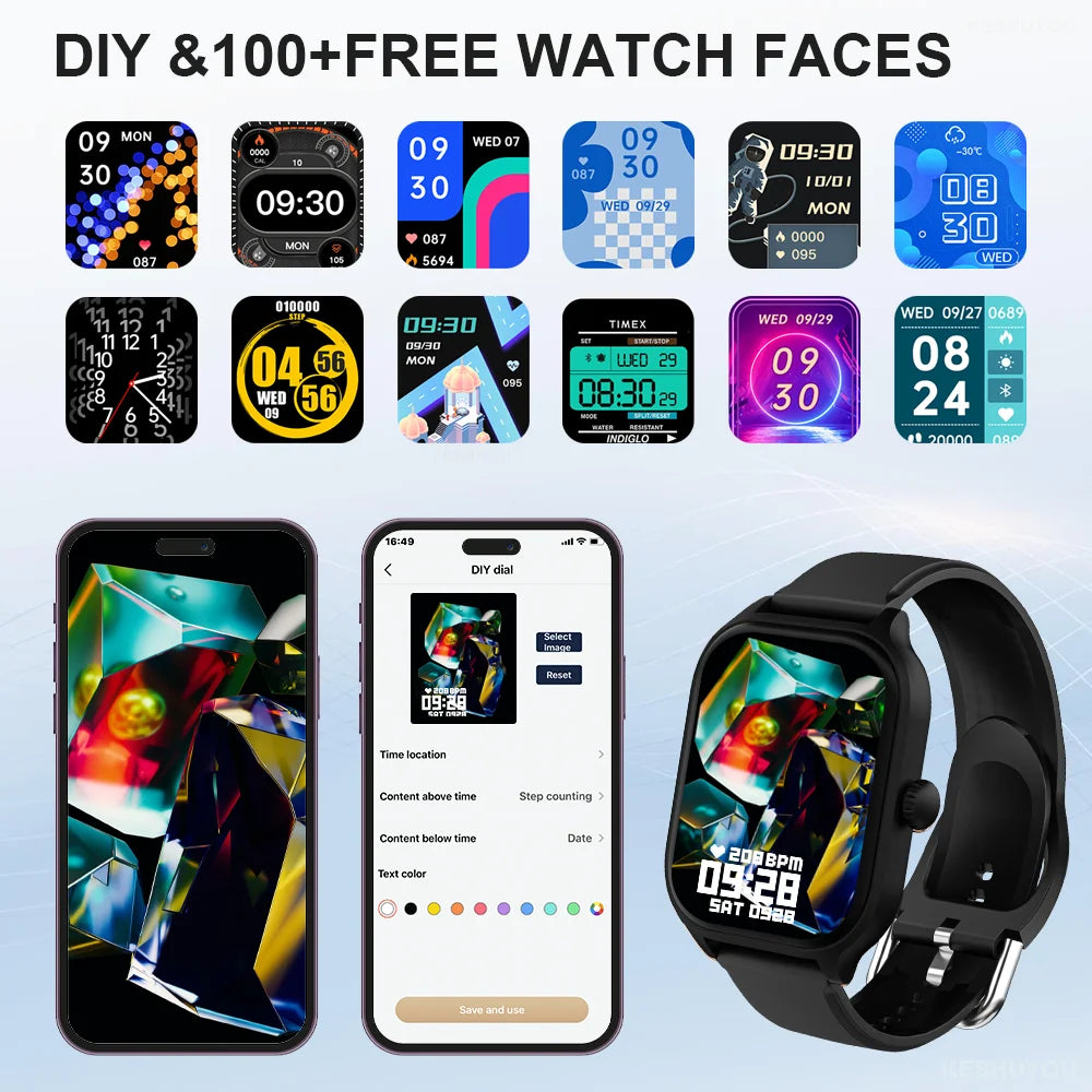LAXASFIT Neue H9 Promax Smartwatch mit Zifferblatt zur Antwort von Anrufen, Kalorienverfolgung, Herzfrequenz-Oximetrie-Überwachung, Bluetooth-Smartwatch