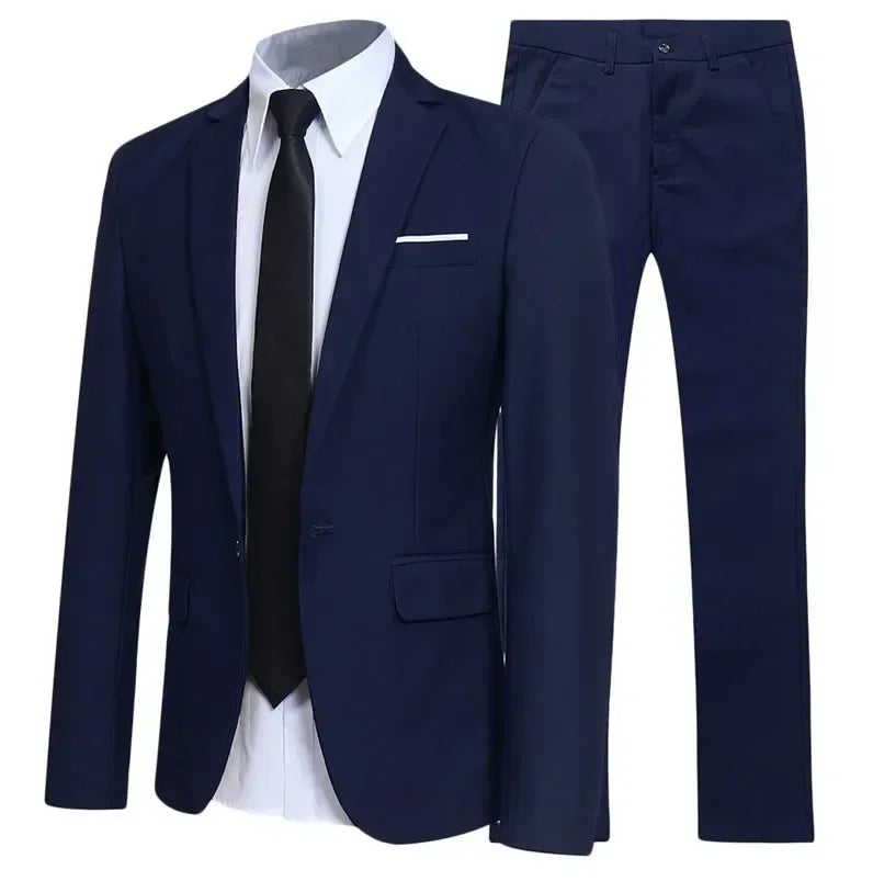 Men Suits Set Jackets Pants 2 Pieces Elegant For Wedding Slim Fit Blazers Formal Outfit Fashion Classic Full 2025 Costume
