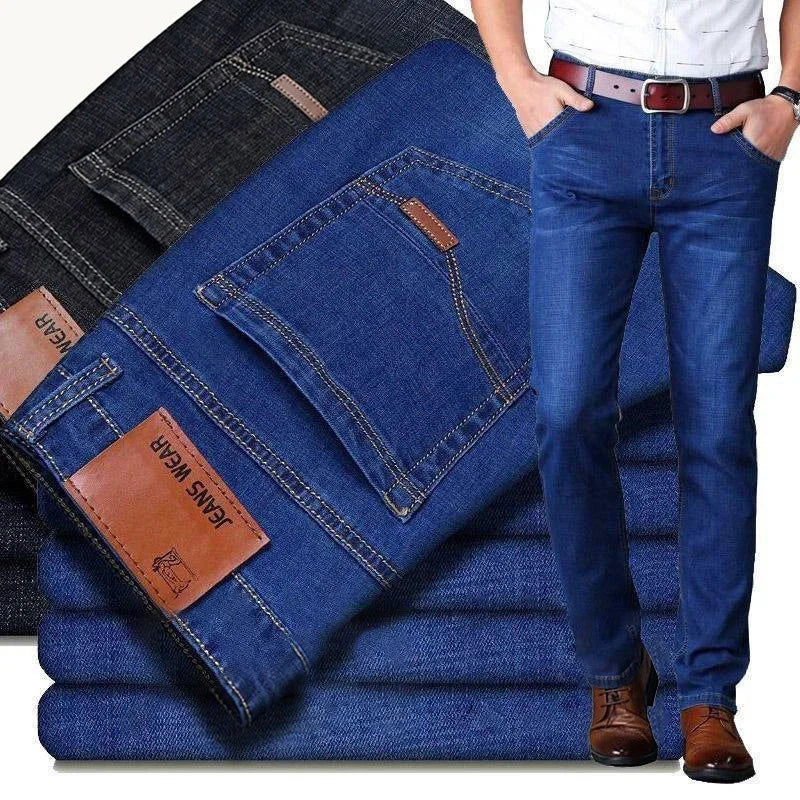 Männer Frühling Herbst Vintage Schwarz Business Jeans Männer Casual Gerade Stretch Klassische Arbeit Denim Hosen Bequeme Hose