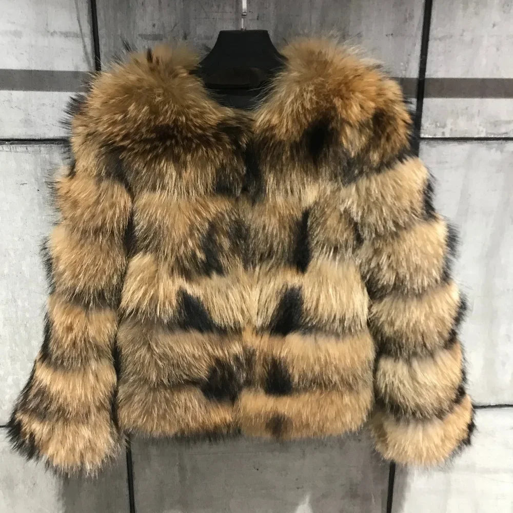 Frauen Gefälschte Waschbären Pelz Jacke Herbst Winter Faux Pelz Fuchs Mäntel Kurzen Mantel Jacken Pelzigen Oberbekleidung Elegante Dicke Warme Mäntel