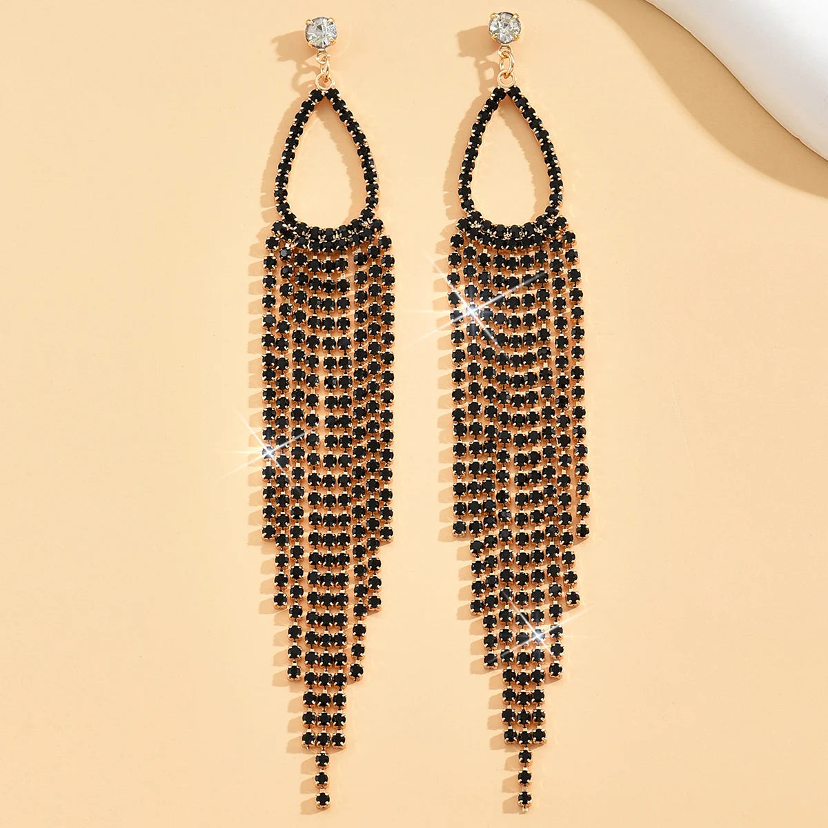 2pcs of women's jewelry rhinestone tassel earrings  luxurious fashion accessories for wedding parties