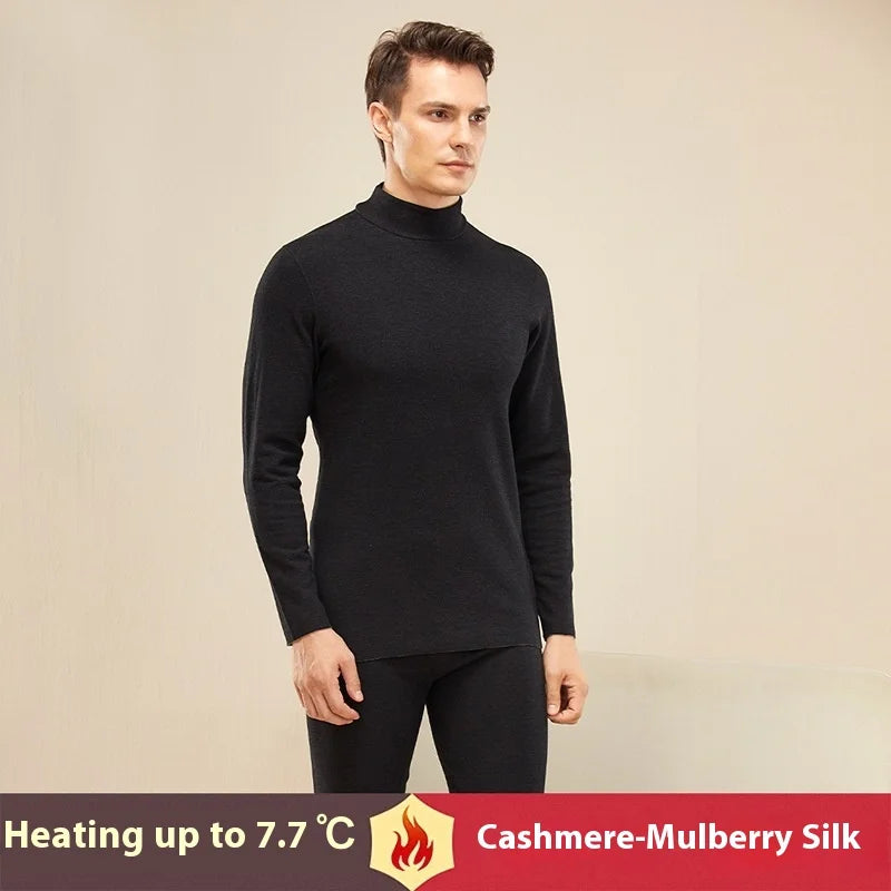 Herbst und Winter Herren-Thermounterwäsche aus Kaschmir-Seide, Damen-Thermo-Herbsthose aus Kaschmir, gepolstertes und verdicktes Paar-Set