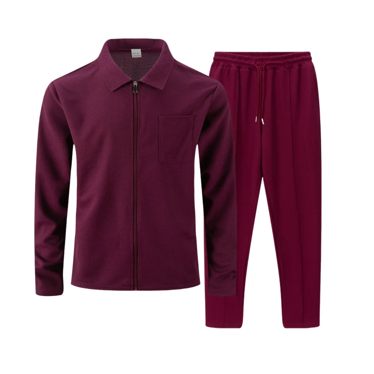 2026 Neue Herren Frühling-Herbst Karierte Strickjacke mit Reißverschlusskragen und Hosen-Set (mit Taschen)
