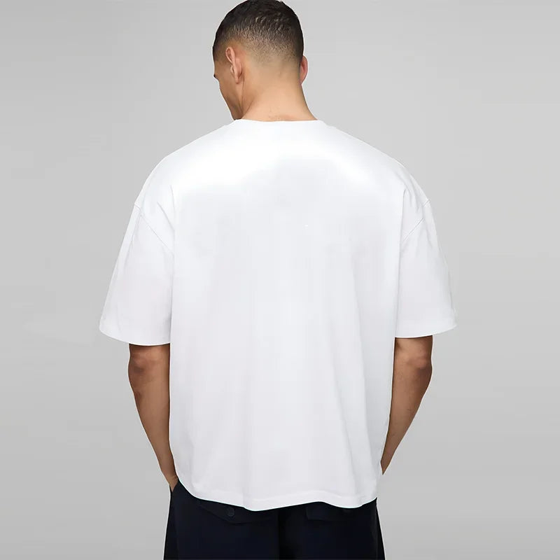 Basic Übergroßes Boxy Rundhals-T-Shirt Herren Schwergewicht 240GSM 100 % Baumwolle Halbarm-T-Shirts Sommer Lose Sportbekleidung