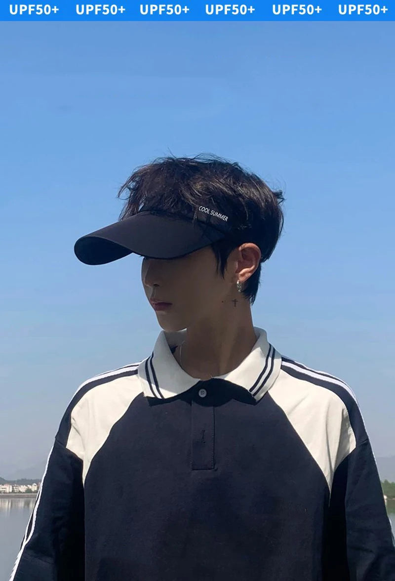 Cooling Stretchy Visor Ice Silk Long Brim Empty Top Hat Summer UV Protection Men Sun Hats Cycling Running Sports Golf Visor Cap