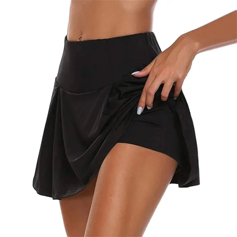 Sommer Damen Tennis Tanz Fitness Kurze Röcke Schnelltrocknend Einfarbig Damen-Unterrock Hohe Taille Mini-Röcke Shorts DF4987