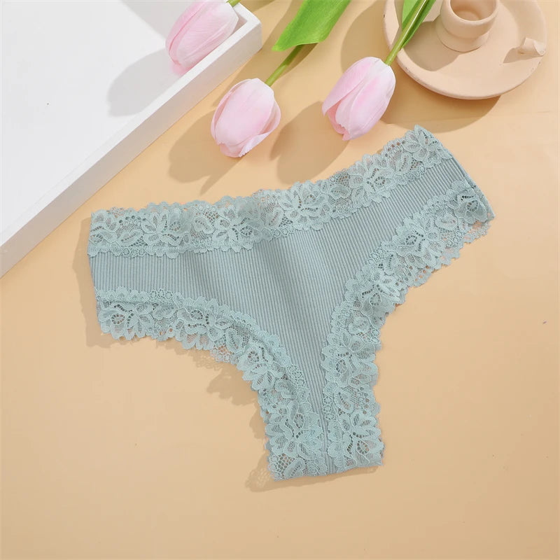 5 Teile/satz Frauen Baumwolle Höschen Floral Spitze Intime Unterwäsche Trendy Patchwork Spitze Slip Weibliche Weiche Unterhose Dessous S-XL