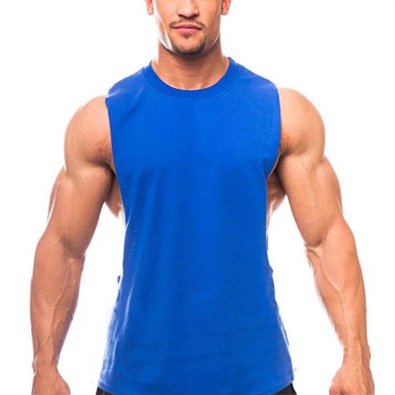 Gym Fitness Workout Laufen Tank Tops Sommer Casual Baumwolle Atmungsaktive Ärmellose Westen Herren Bodybuilding Muscle Sport T-shirts