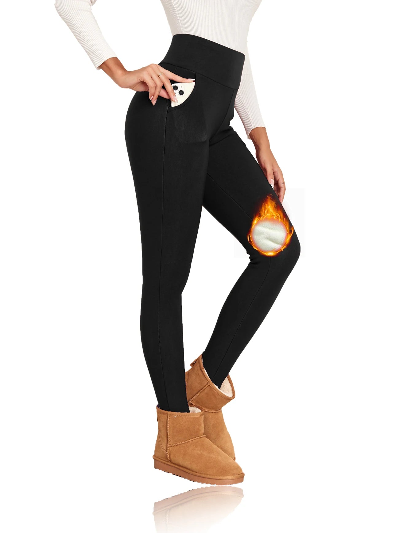 Taschen Dicke Winter Warme Leggings Frauen Hohe Taille Mallas Casual Samt Warme Leggings Verhindern Kälte Super Warme Hosen