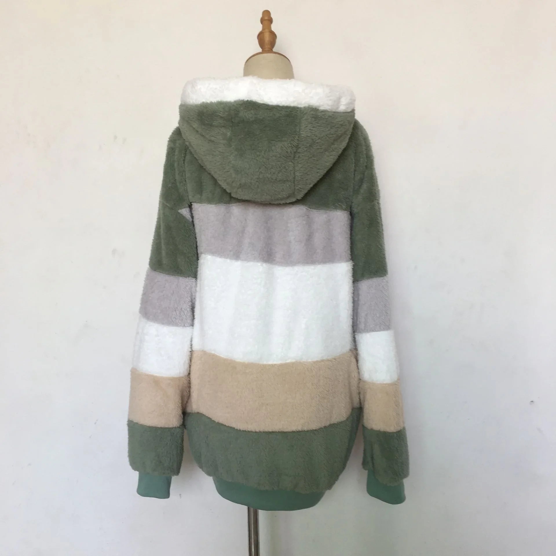 Warme Fleece-Übergroße Kapuzenjacke für Damen, Herbst und Winter, verdickte Reißverschlusstasche, Patchwork-Kleidung, bequemes Sweatshirt