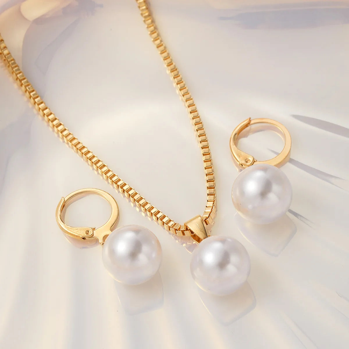 Mode Perlen Schmuck Set Für Frauen Baumeln Ohrringe Anhänger Halskette Einfache Zierliche Täglichen Tragen Outfit Party Zubehör