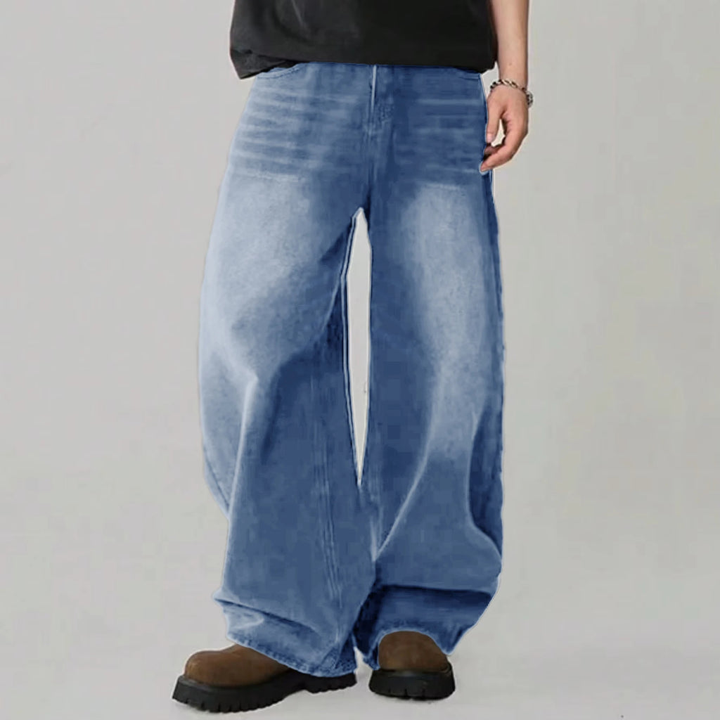 Vier Saison Herren Jeans Koreanische Version Student Casual Hosen High Street Gerade Lose Breite Bein Jeans Schwarz Grau Blau Baggy Jean