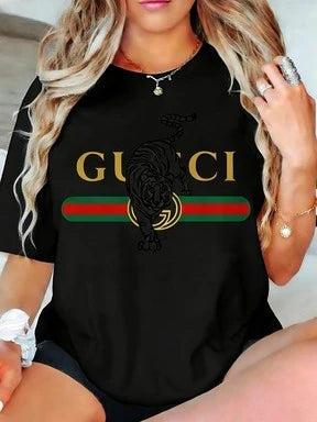 2026 Neues T-Shirt für Damen mit Buchstabenprint, kurzärmelig, trendig, temperamentvoll, lässig, vielseitig, schwerer Stoff