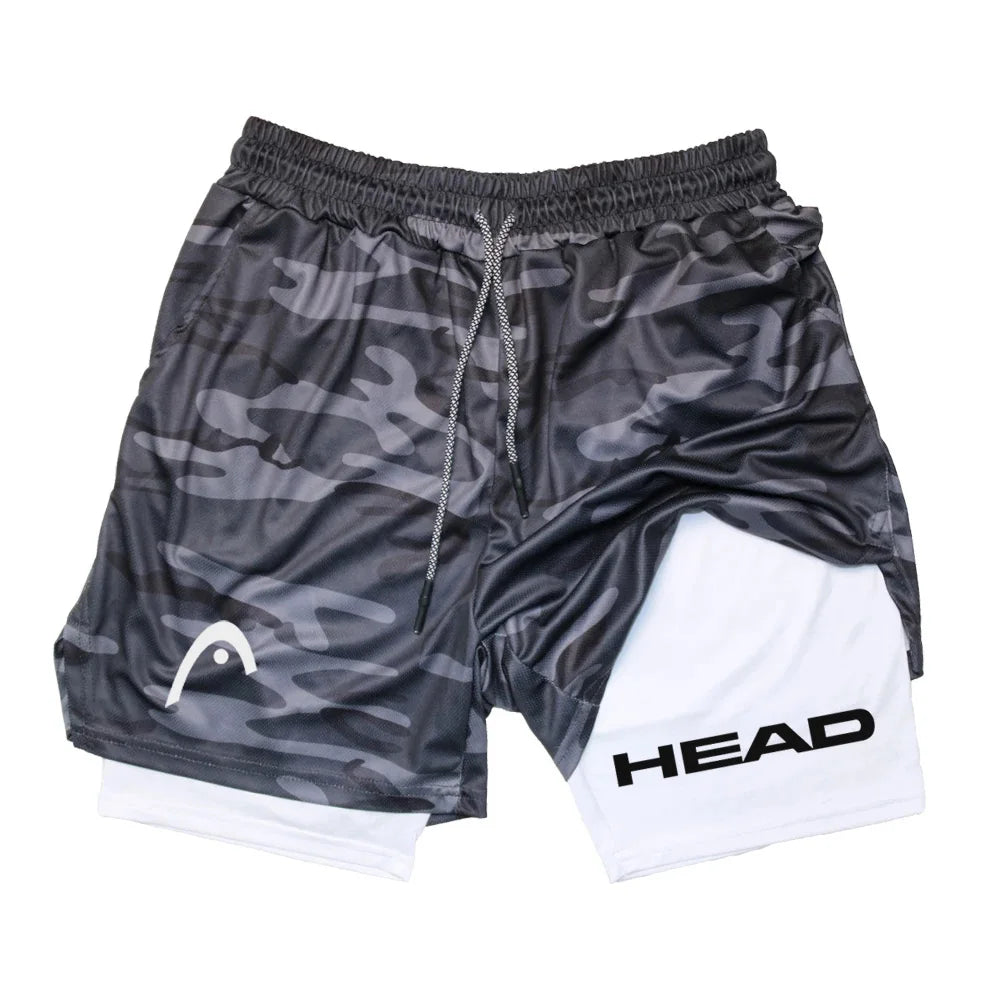 Anime Berserk Head Laufshorts für Herren, Fitness, Fitnessstudio, Training, 2-in-1, Sport, schnell trocknend, Training, Joggen, Doppeldeck, Sommer