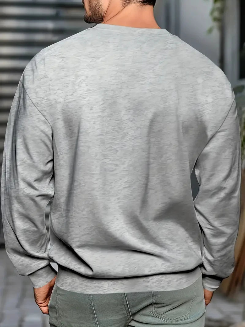 Men's autumn and winter fashionable casual loose poker and dice graphic printed long sleeved round neck sweatshirt