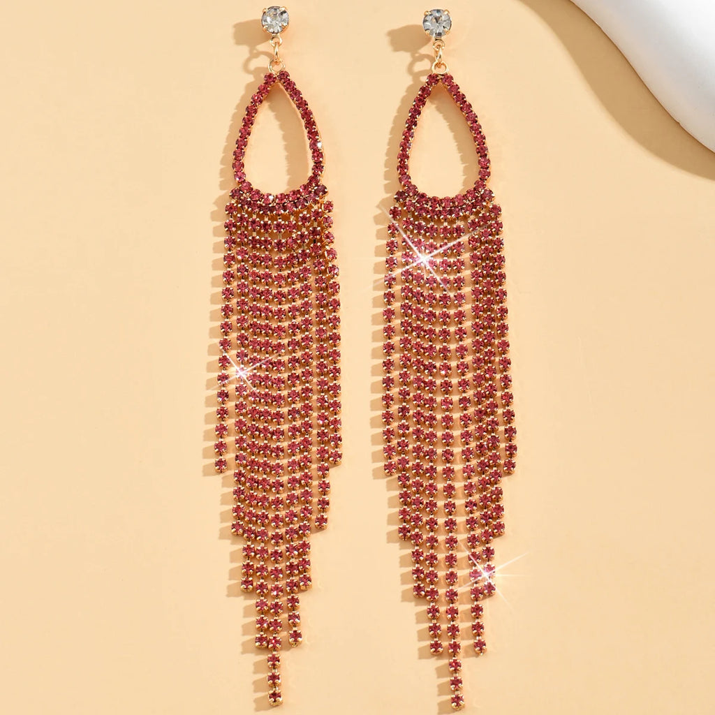 2 Stück Damenschmuck, Strass-Quastenohrringe, luxuriöse Modeaccessoires für Hochzeitsfeiern