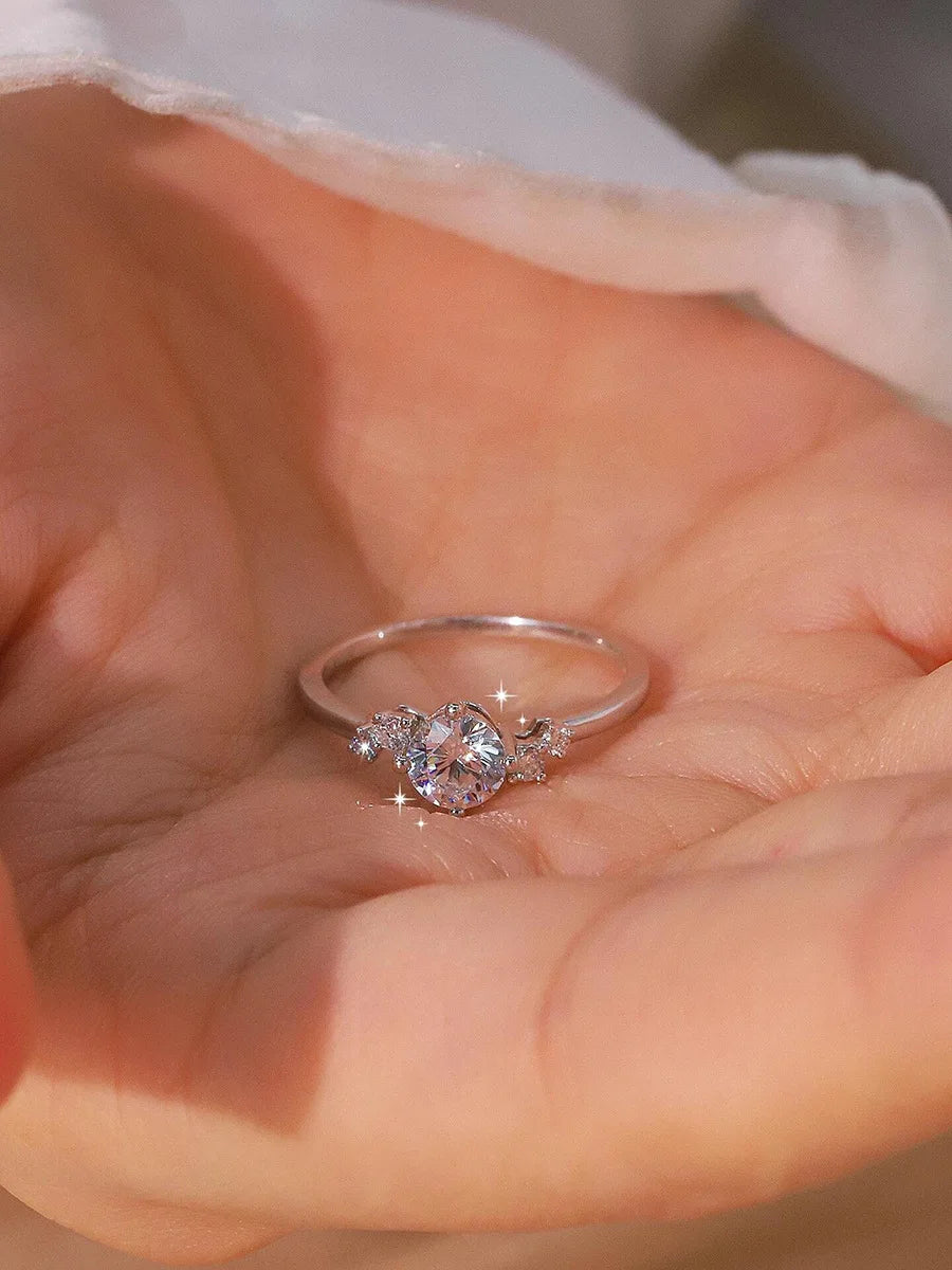 18K Weißgold und Platin PT950 1 Karat Moissanit-Ring für Damen, Vier-Krallen-Galaxie-Stern-Verlobungsring als Geschenk für die Freundin.