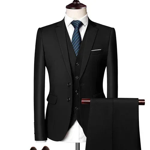 Anzüge für Männer, 3-teiliges Set, elegante Hochzeit, modisch, klassisch, volle Jacken, Weste, Hosen, Blazer, Outfit, 2025, formelles Kostüm