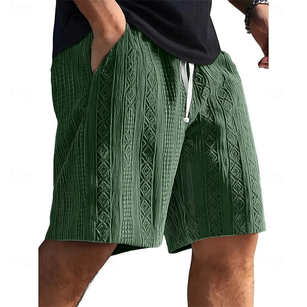 Lässige Shorts mit strukturiertem geometrischem Streifenmuster im minimalistischen Stil für den Alltag und sommerliche Freizeitausflüge mit bequemer Passform