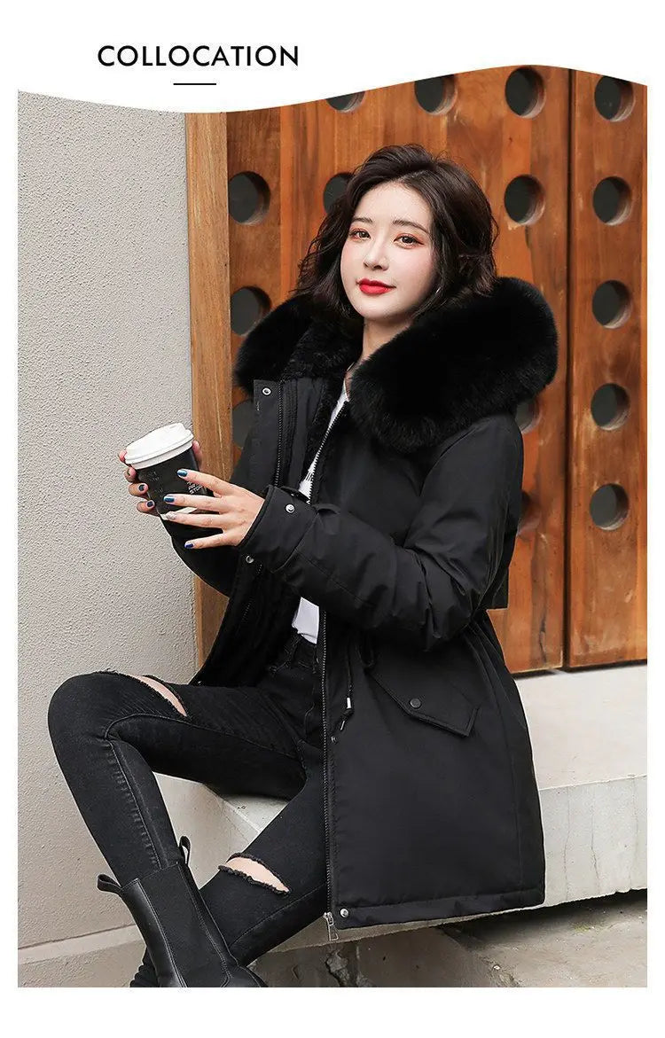 Frühling Parkas Frauen Mäntel Mittlere Länge Mantel Dicke Warme Mit Kapuze Kordelzug Jacken Splice Zipper Enge Taille Jacke Herbst Winter