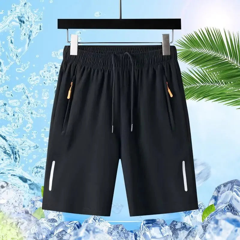 Sommer Herren Shorts Eisseide Laufshorts Gym Sport Shorts Schnelltrocknend Atmungsaktiv Strand Kurze Hose Fitness Jogging Coole Lässige Sportbekleidung