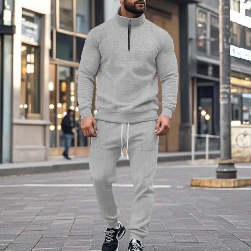 Herbst Kleidung Herren Luxus Trainingsanzug Freizeit Stehkragen Langarm Zipper Sweatshirt + Hosen Streetwear 2-teiliger Anzug S-3XL