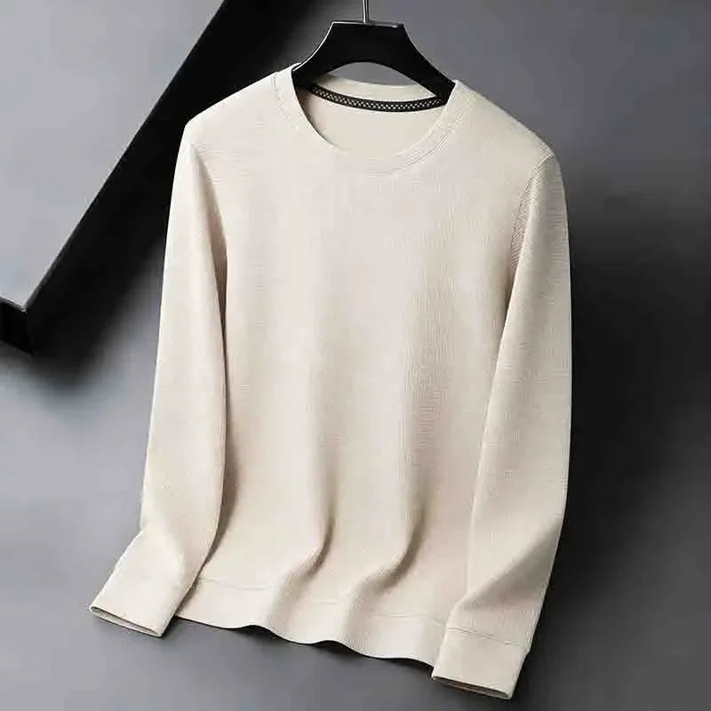 2026 Neuerscheinung Herren Basic Einfarbiger Rundhals-Pullover Atmungsaktiver Langarm-Strickpullover