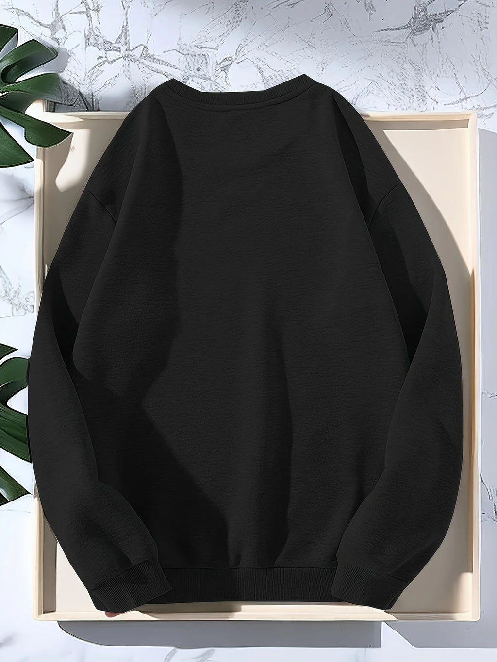 Men's autumn and winter fashionable casual loose and simple letter printed fleece long sleeved round neck sweatshirt