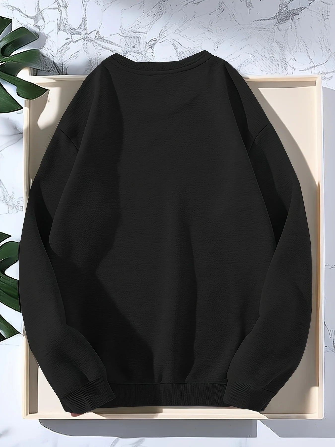 Men's autumn and winter fashionable casual loose and simple letter printed fleece long sleeved round neck sweatshirt