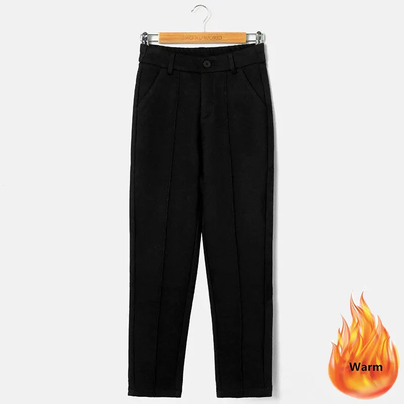 High Waist Wool Blend Pants Women Winter Thicken Plush Lined Harem Pantalones Office Casual Warm Ankle-length Woolen Spodnie